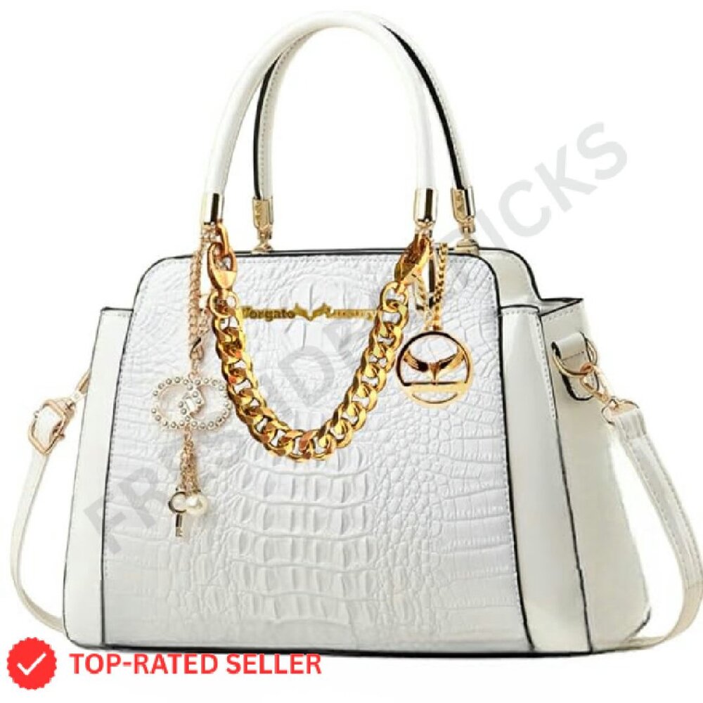 Elegant Pu Leather Satchel Shoulder Bag Adjustable Strap Multi-Pocket Chic